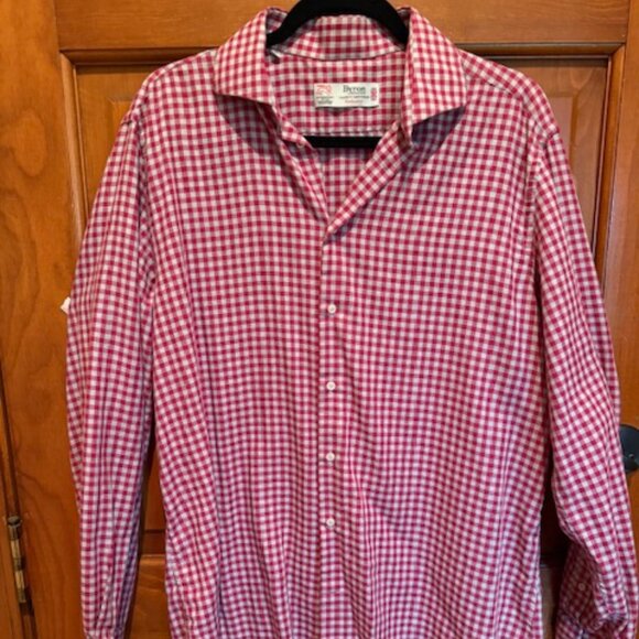 Byron British Style, Tailored Fit, Mens Large, Red Gray Checked Shirt - Picture 1 of 5